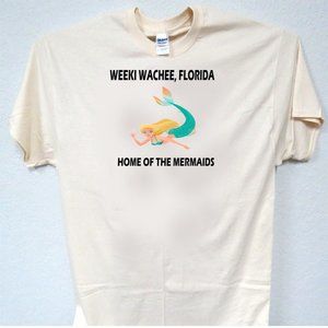 WEEKI WACHEE FLORIDA MERMAID, Men's Ivory & White T-Shirts, Size S-5XL T-2004